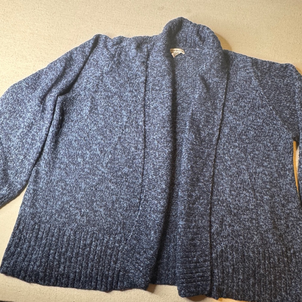 Croft & Barrow Womens 3X Navy Blue Marled Open Front Shawl Cardigan Sweater